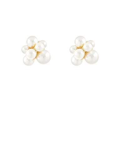 Luminous Ivory Cluster Pearl Post Earrings