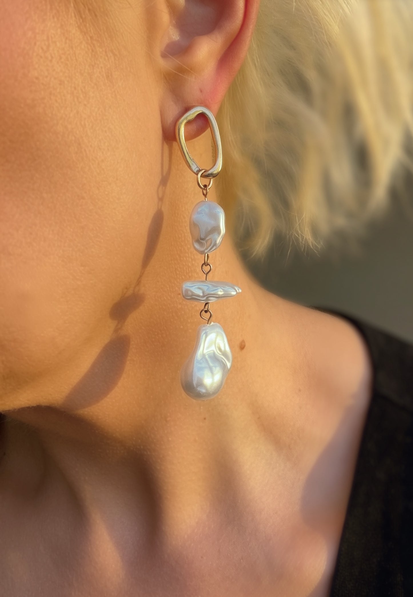 Audrey Linked Pearl Drop Earrings