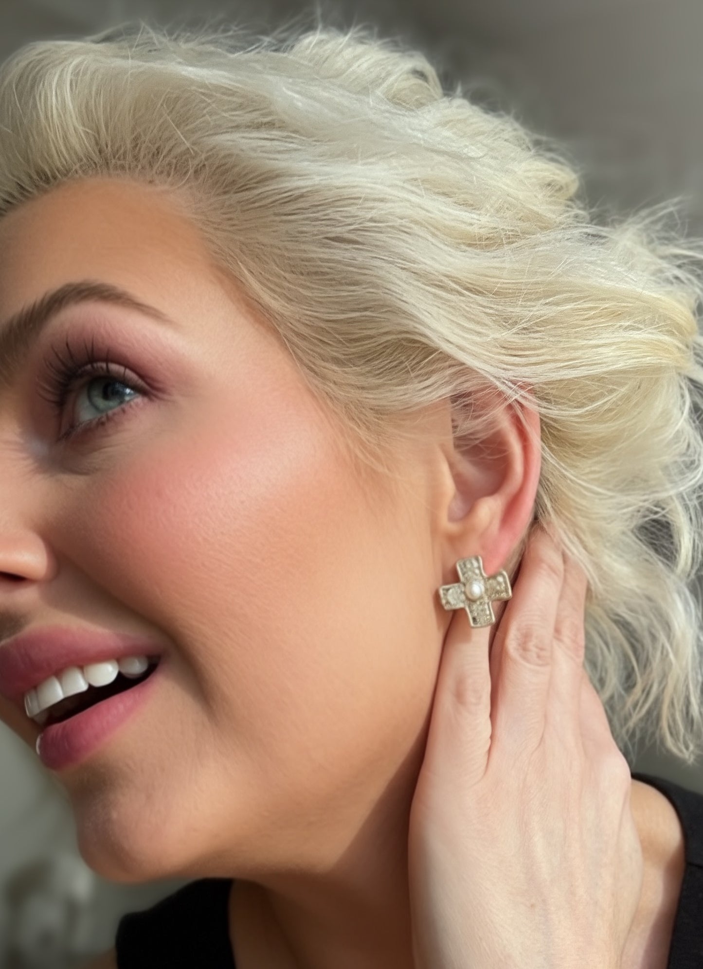 Sweet Grace Gilded Cross Earrings