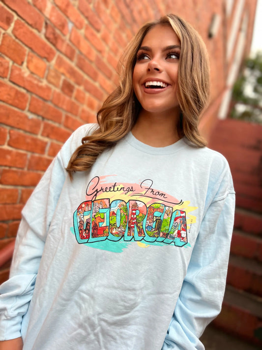 Greetings from Georgia Garment Dyed Sweatshirt American Graham Apparel