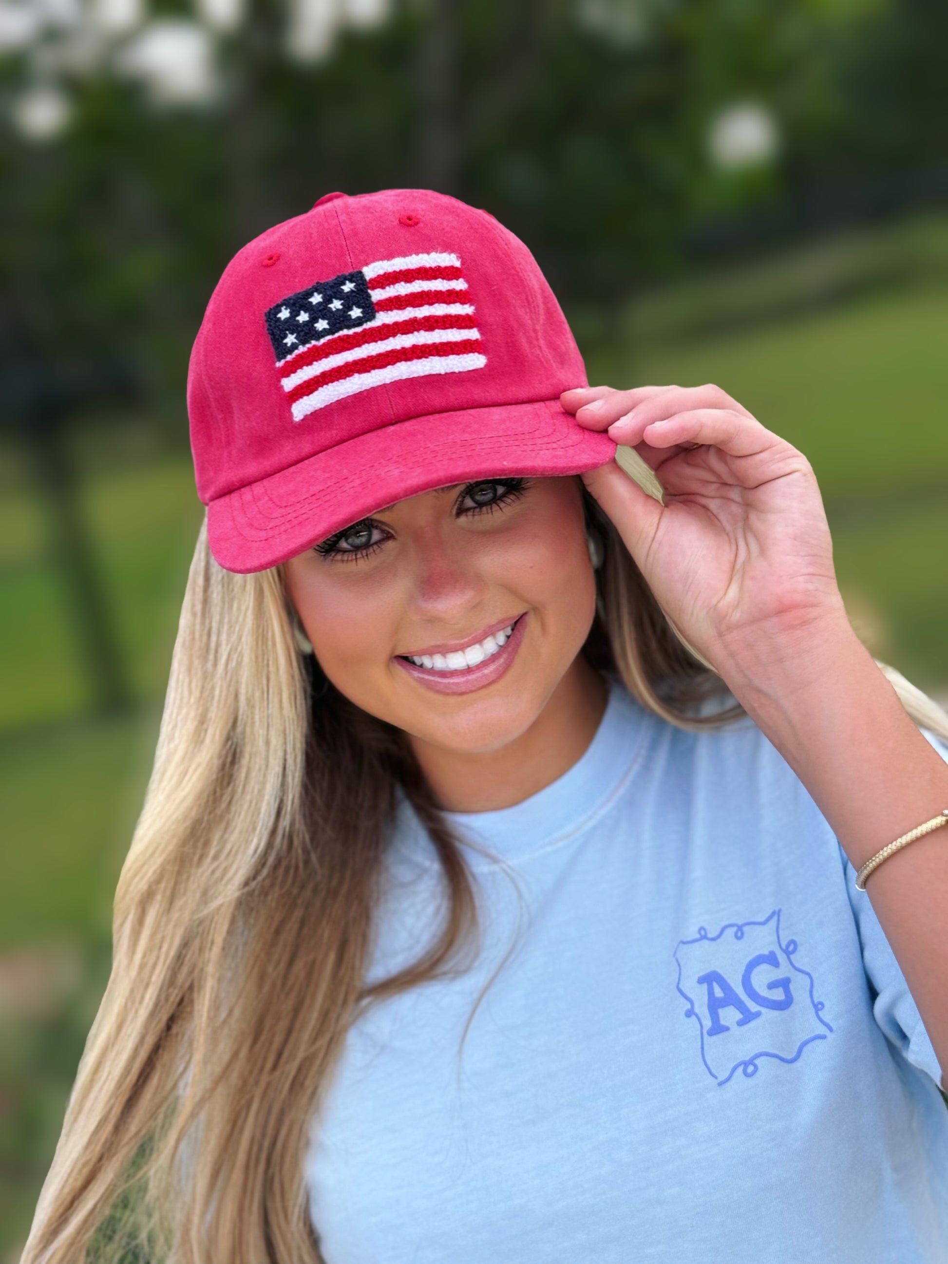 American Flag Chenille Patch Baseball Cap Fashion City