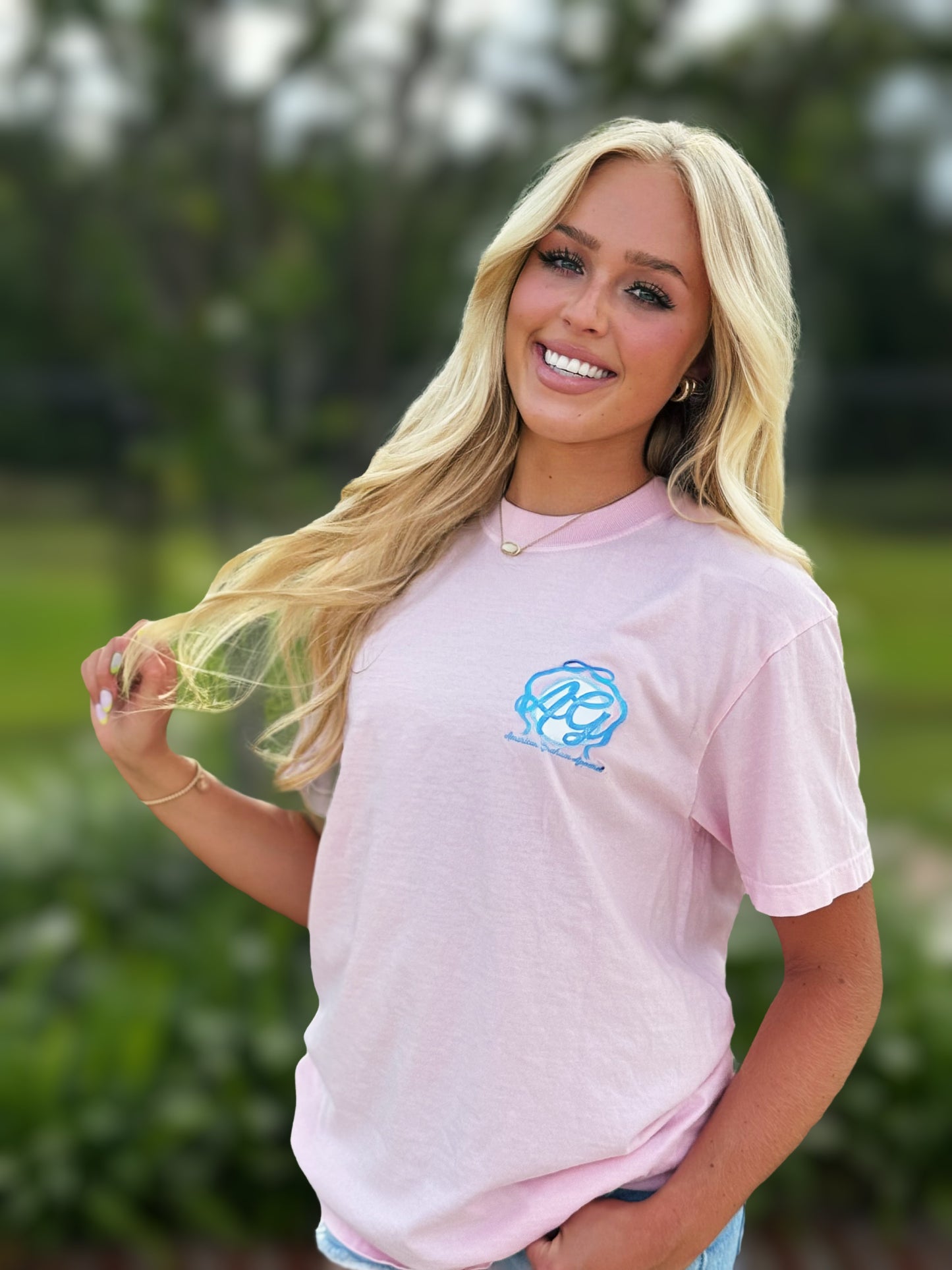 Demure Dogs, Spring Chinoiserie Blue & White Artisan Graphic Tee American Graham Apparel
