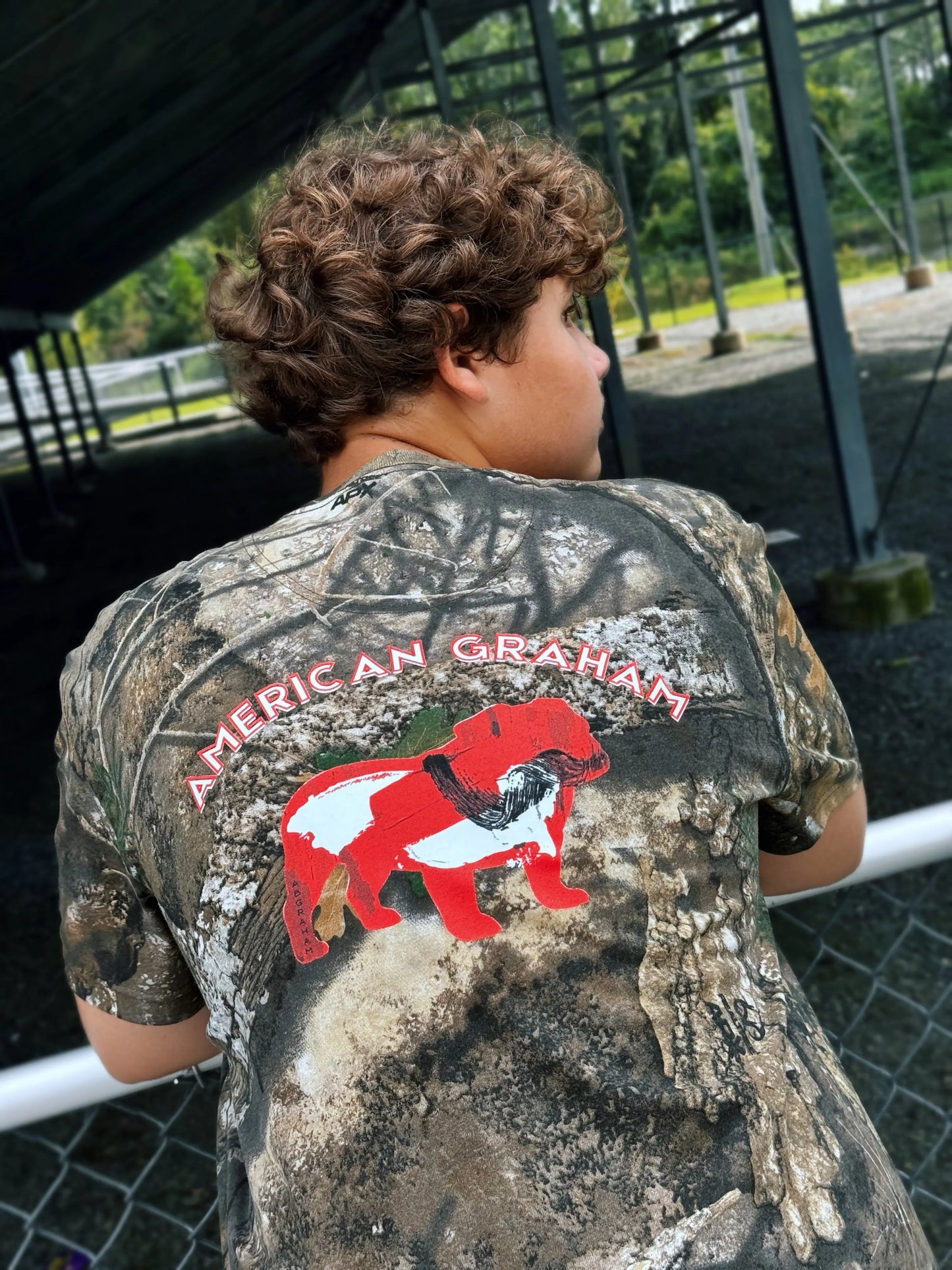 RED & BLACK ATTACK Abstract Bulldog Camo Unisex Graphic T-Shirt - American Graham Apparel American Graham Apparel