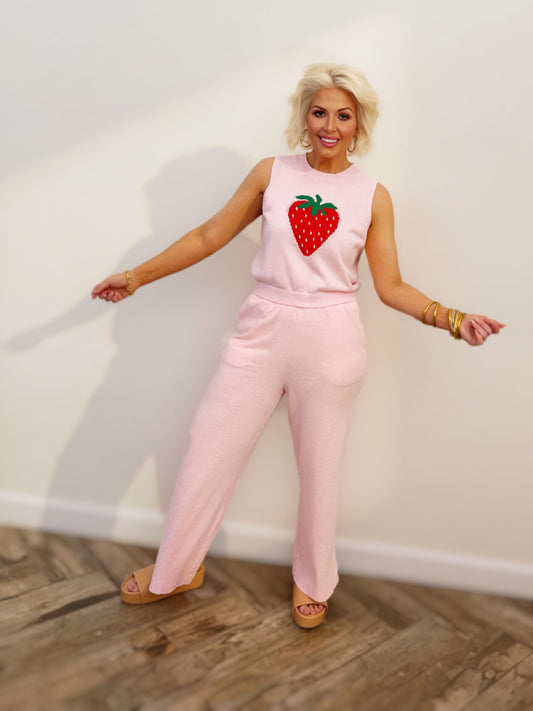 Pink Wide-Leg Lounge Pants | Elastic Waist Relaxed Fit Pants