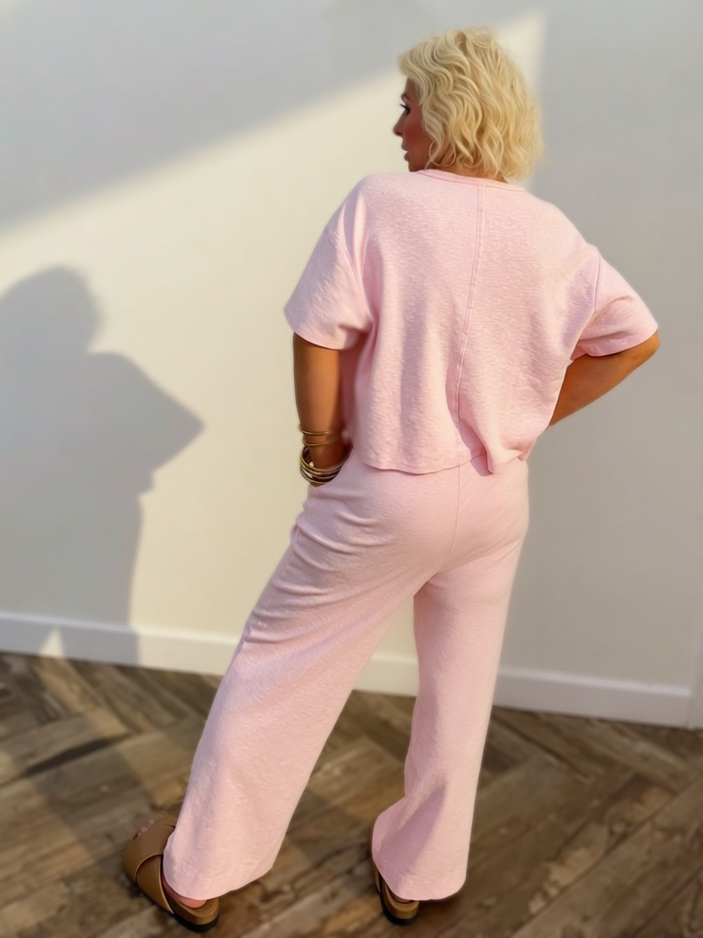 Pink Relaxed Crop Tee | Boxy Pocket T-Shirt | Matching Set Top
