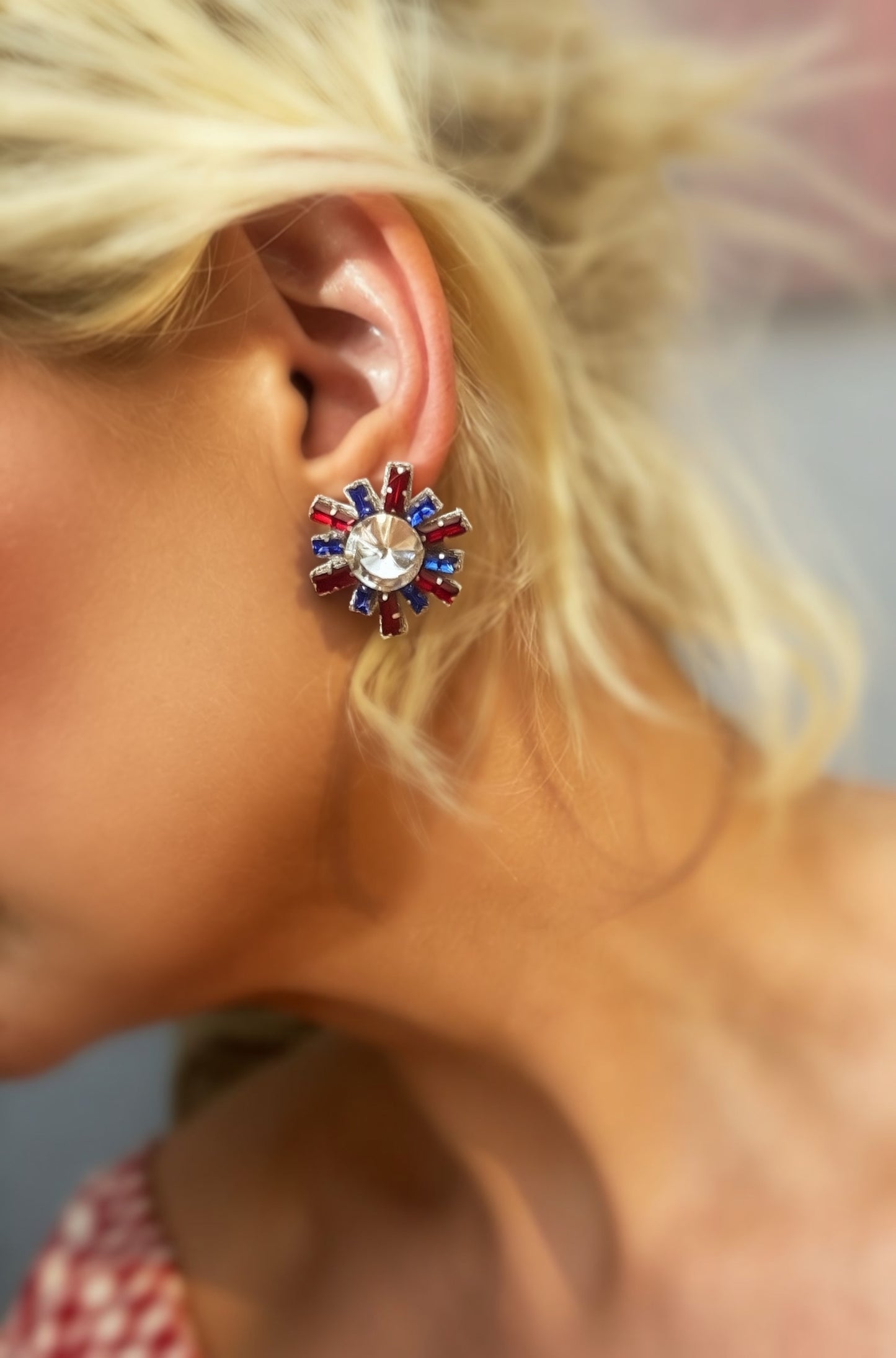 Stars & Sparkle Patriotic Rhinestone Stud Earrings