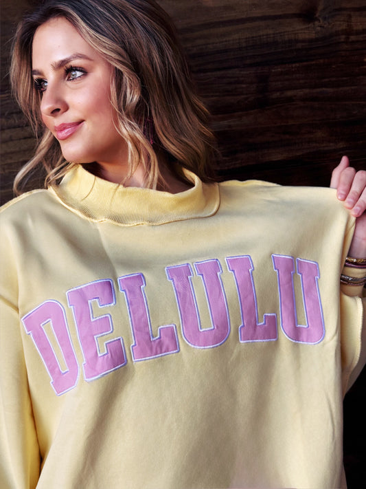 DELULU Embroidered Mock Neck Sweatshirt - American Graham Apparel