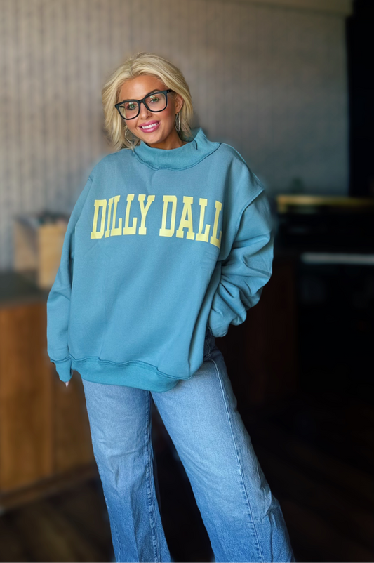 DILLY DALLY Mock Neck Blanket Soft Oversized Sweatshirt