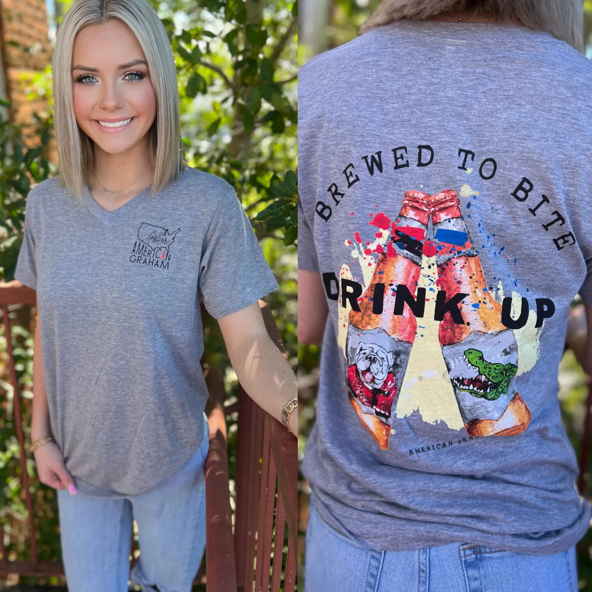 Brewed to BITE GA/FL V-Neck Tee American Graham Apparel