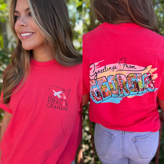 Greetings from Georgia Paprika Short Sleeve Comfort Tee American Graham Apparel