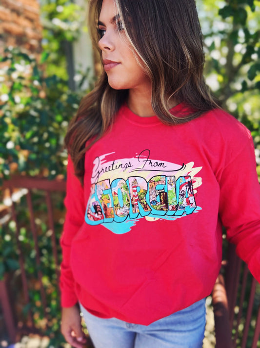 Greetings from Georgia Long Sleeve Comfort Tee American Graham Apparel