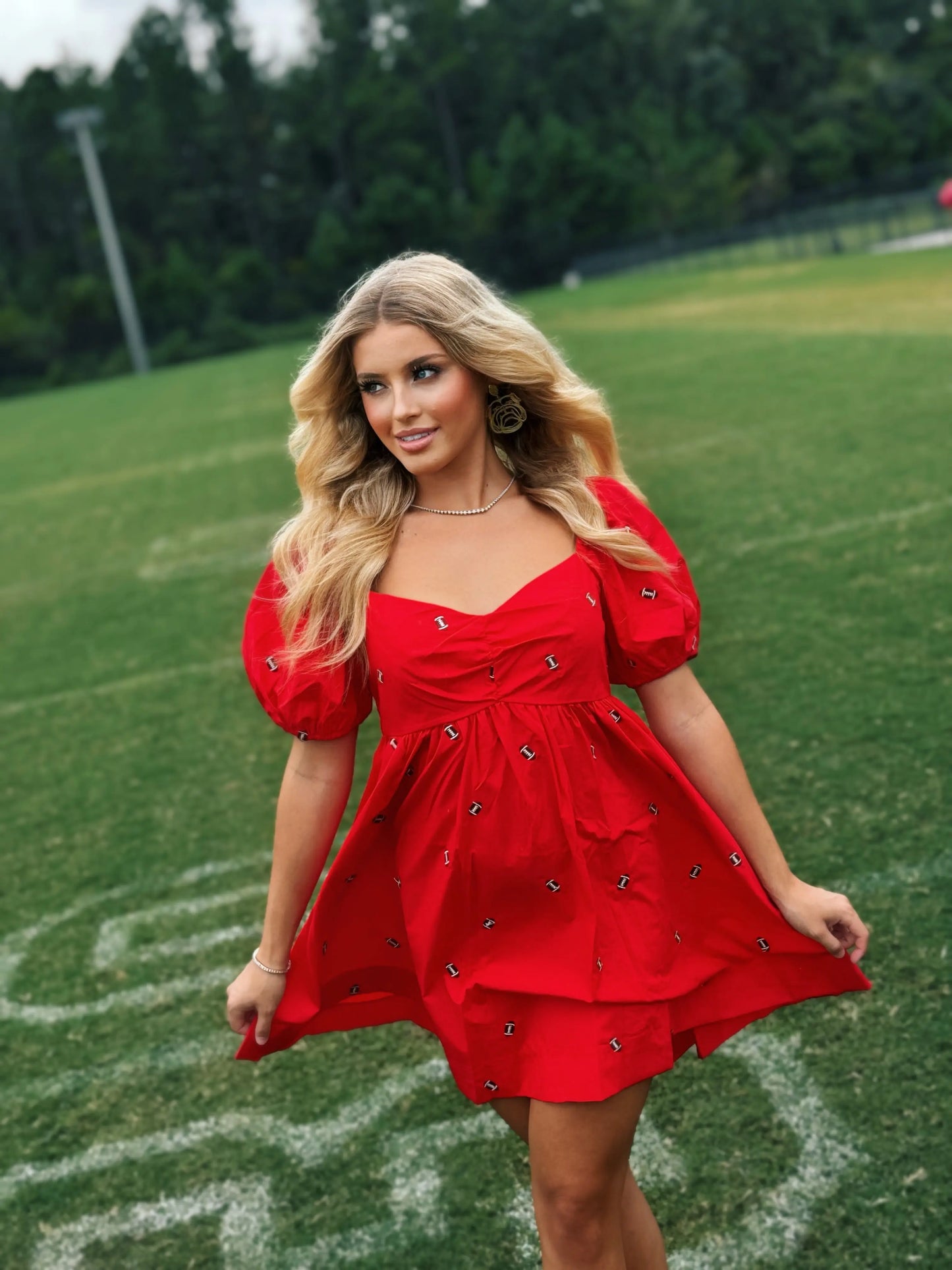 Coach's Favorite Red Embroidered Football Dress - American Graham Apparel Twentyten