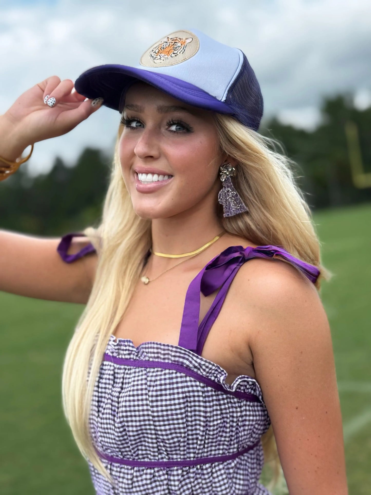 Purple Gingham Mini Dress - American Graham Apparel BABY PINK