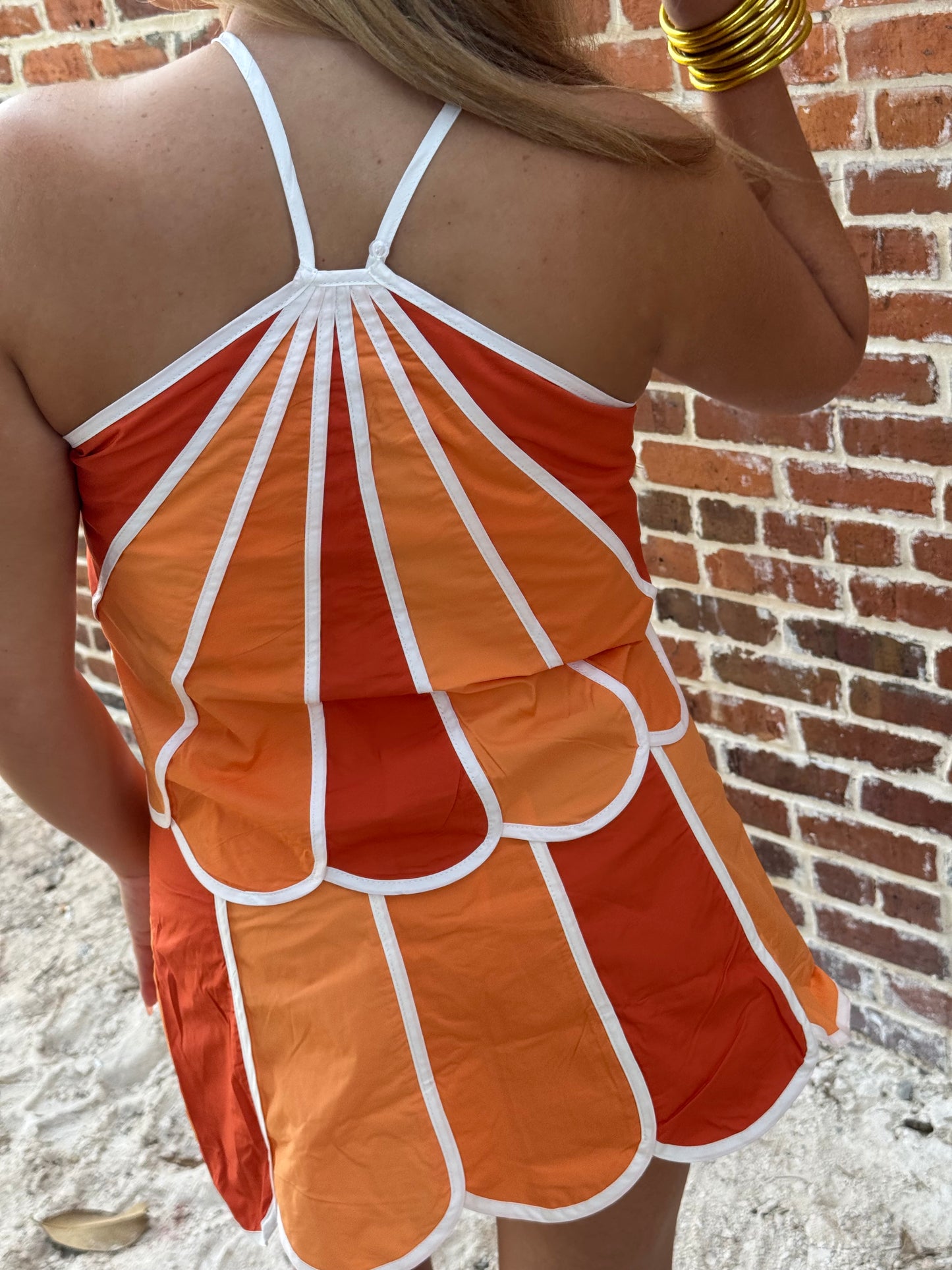 Saturday Sunset Colorblock Scalloped Skirt Set