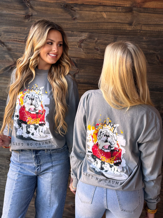 SEC Champ Design- "Left No Crumbs" Bulldog Artisan Graphic Long Sleeve T-Shirt