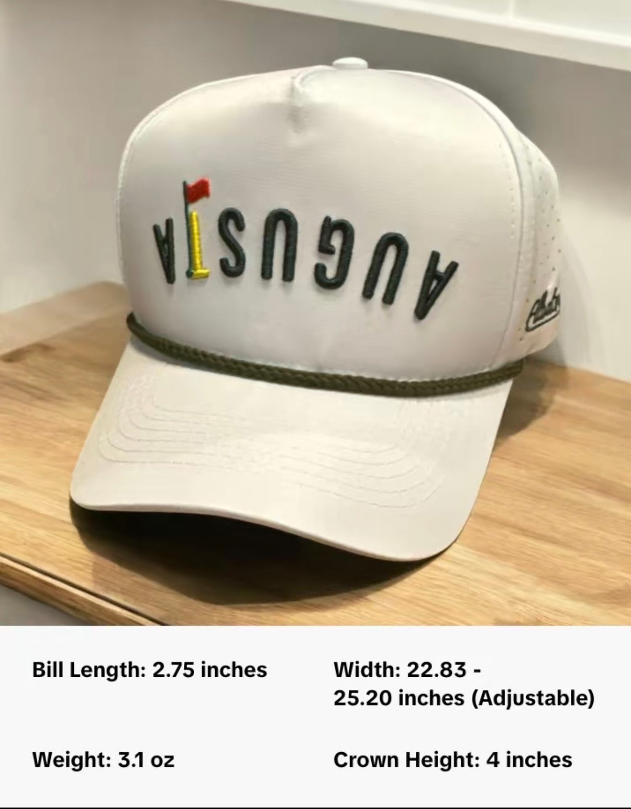 White Augusta Rope Snapback Hat