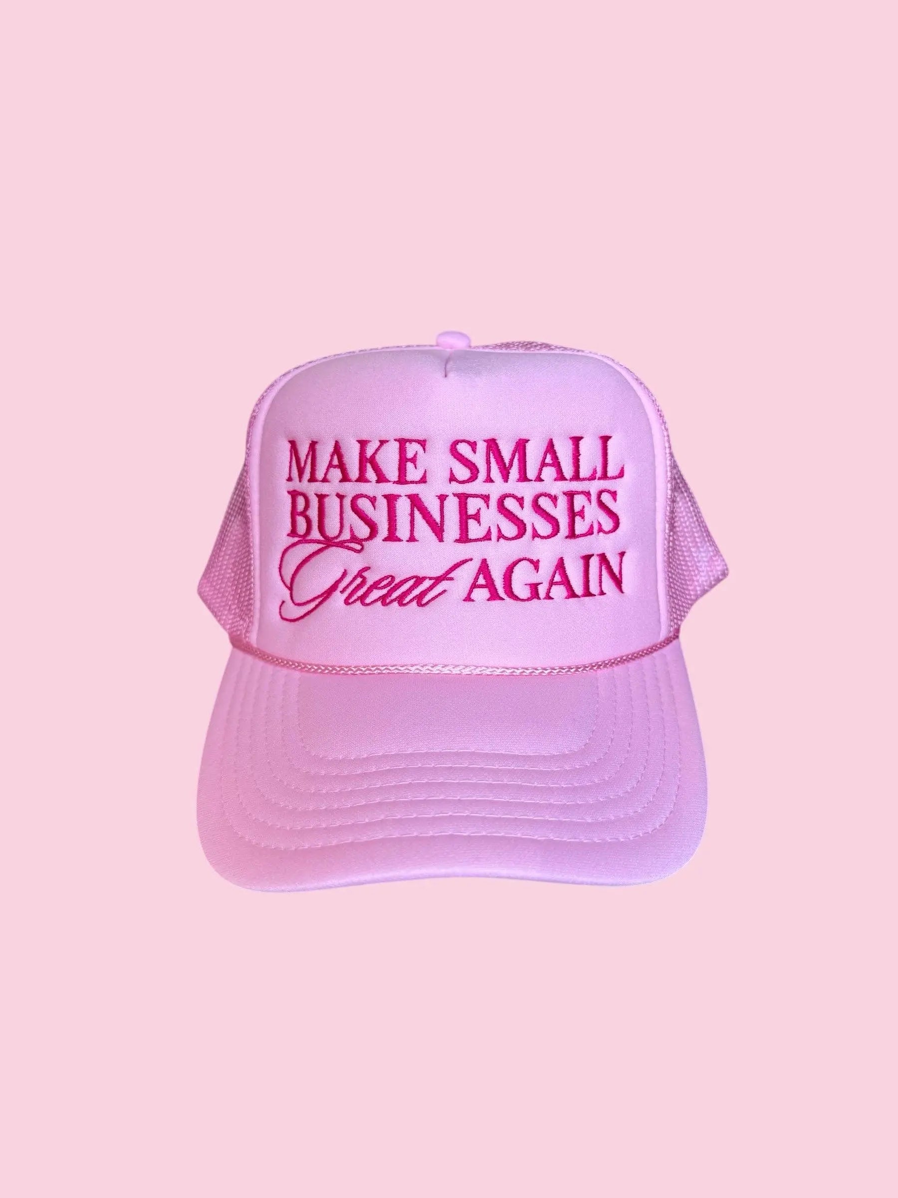 Make Small Businesses Great Again Trucker Hat - Light pink Camel Threads