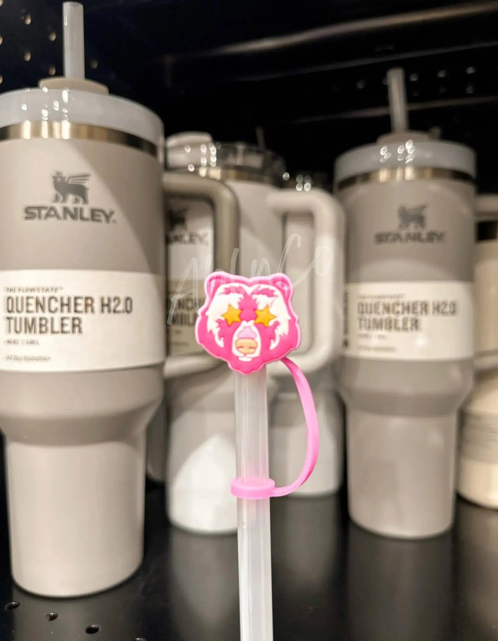Preppy Pink Mascot™ Bear Grizzlies Tumbler Straw Topper ABLNco