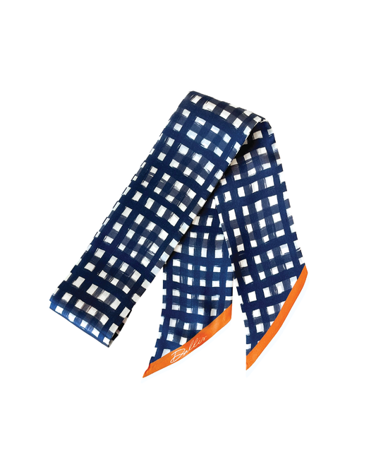 Game Day Scarf: Tailgate Check Twilly in Navy Check