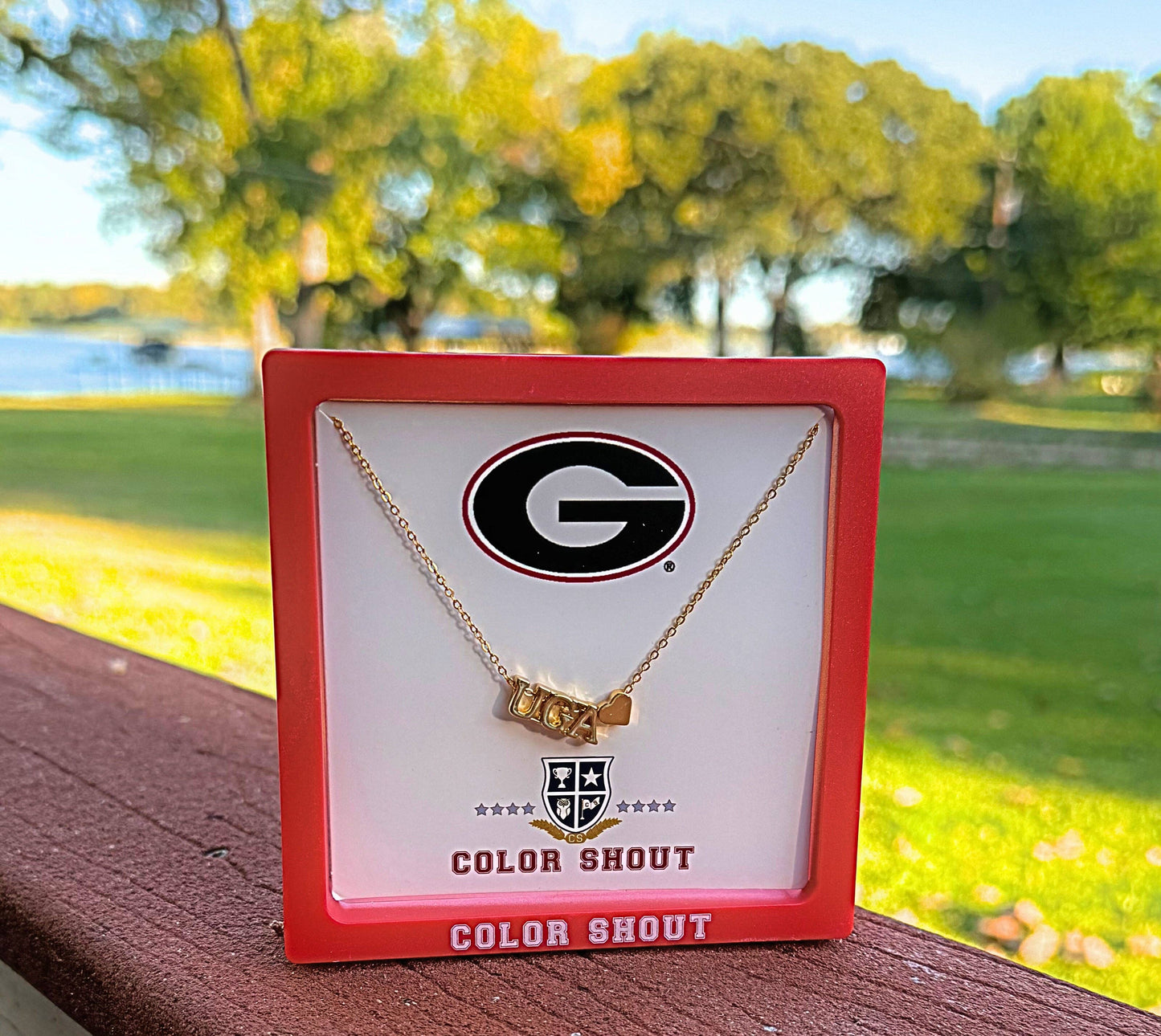 UGA Heart Necklace – 18K Gold-Plated Georgia Jewelry
