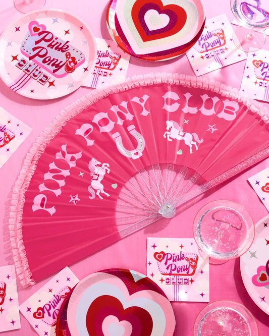 Pink Pony Club Ruffled Folding Fan