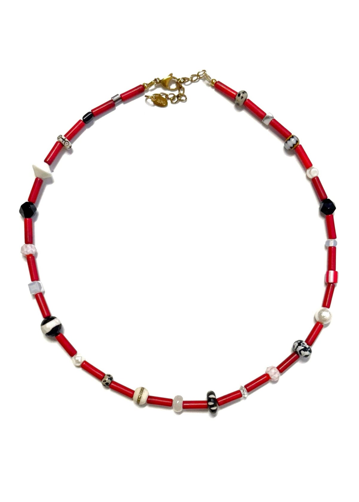 Virana Red & Black Game Day Beaded Necklace
