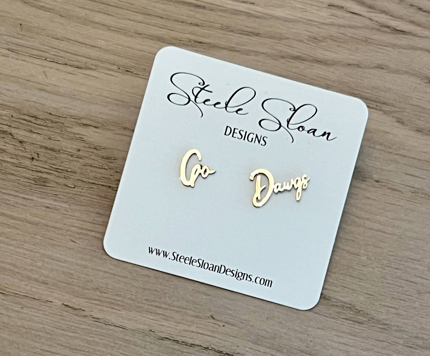 Petite Go Dawgs Gold Stud Earrings