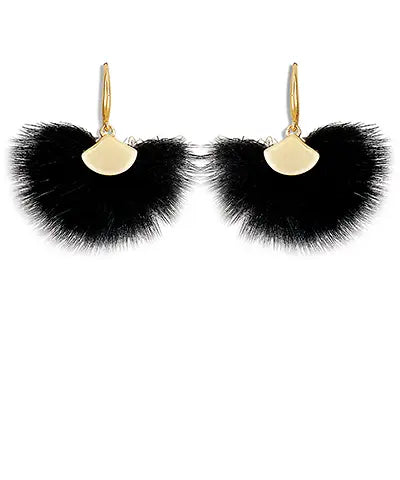 Black Feather Fan Earrings American Graham Apparel