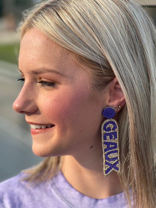 Geaux Tigers Earrings (Purple & Gold) American Graham Apparel