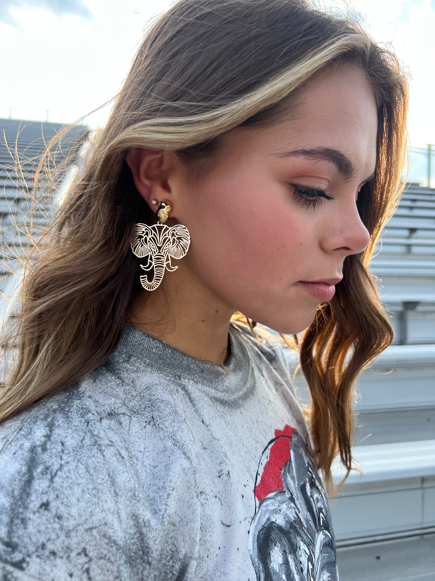 Gold Elephant Filigree Earrings American Graham Apparel
