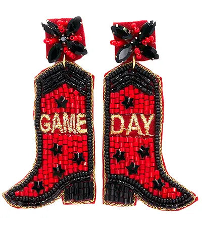 Red & Black Cowboy Boot Earrings American Graham Apparel