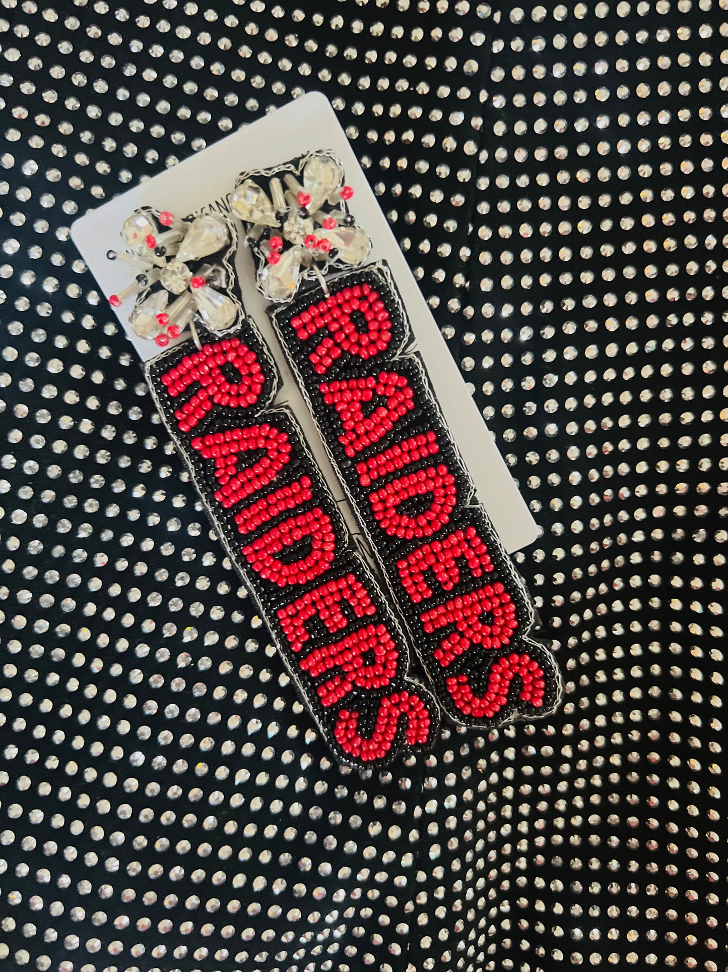 Red & Black Raiders Earrings American Graham Apparel