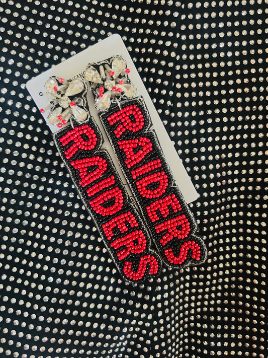 Red & Black Raiders Earrings American Graham Apparel