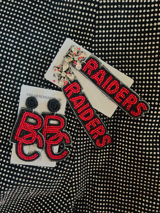 Red & Black Raiders Earrings American Graham Apparel