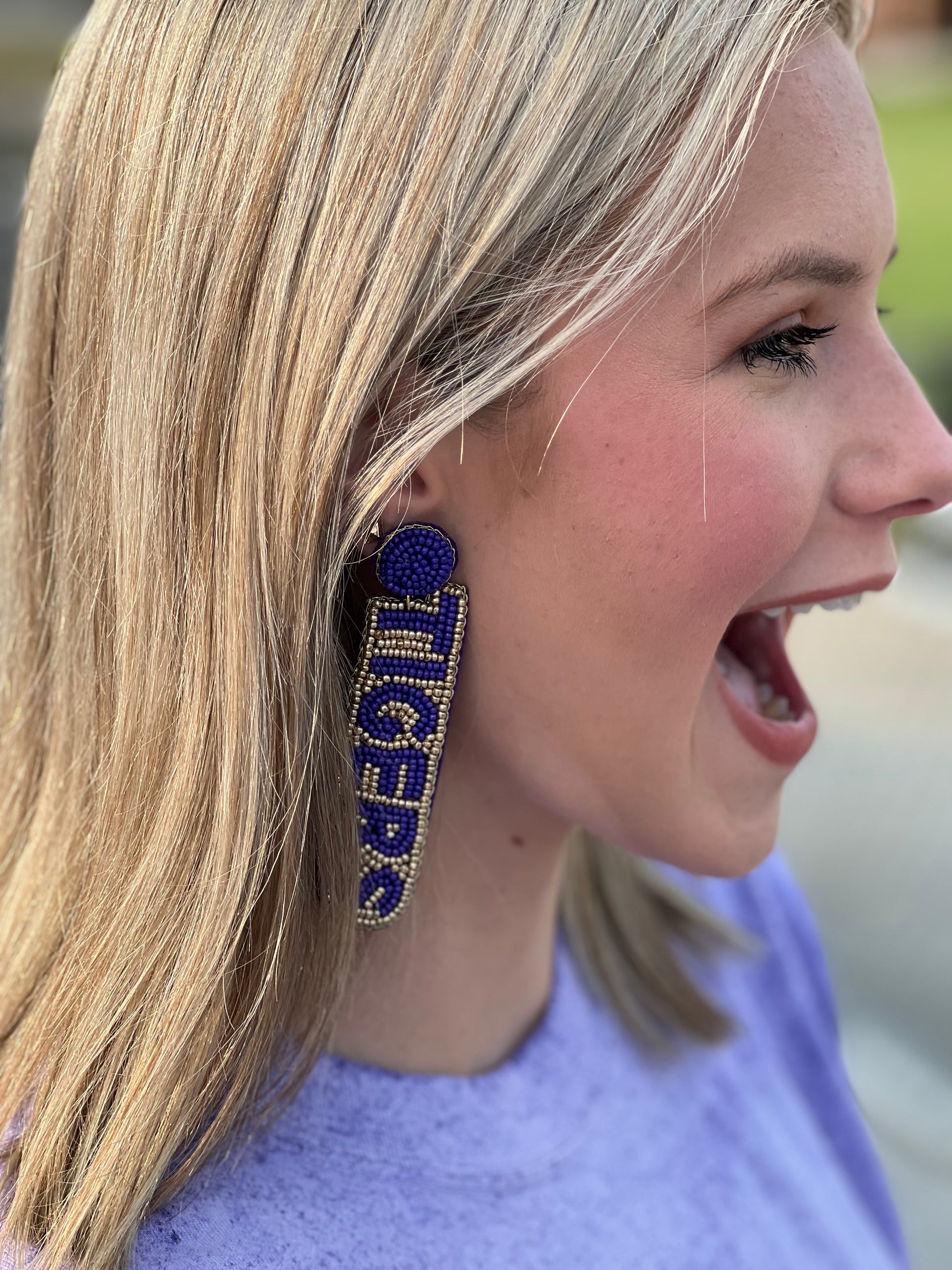 Geaux Tigers Earrings (Purple & Gold) American Graham Apparel