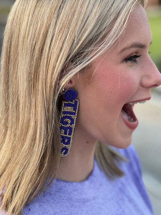 Geaux Tigers Earrings (Purple & Gold) American Graham Apparel