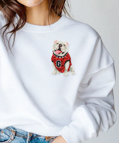 “G” Sitting Bulldog Glitter Brooch