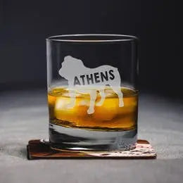 Athens Bulldog Whiskey Rocks Glass Bravo Glass