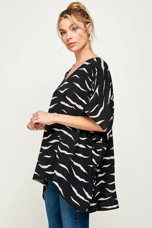 Black Brushstroke Oversized Tunic American Graham Apparel