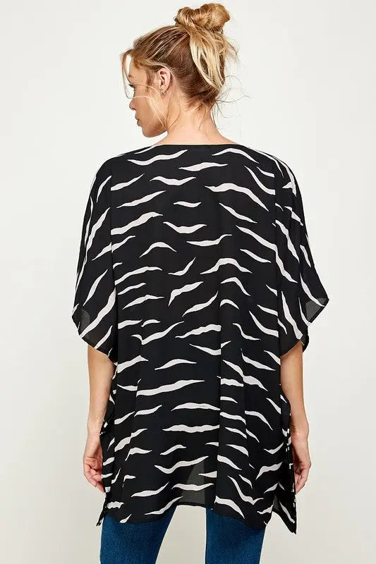 Black Brushstroke Oversized Tunic American Graham Apparel