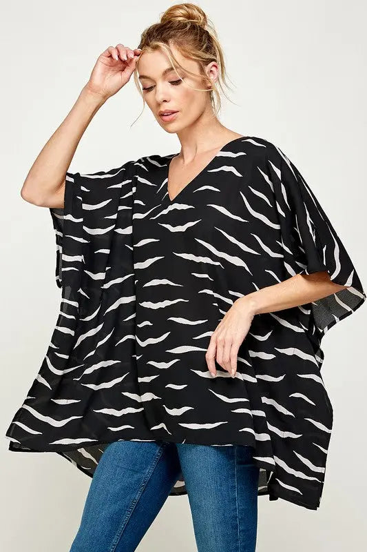 Black Brushstroke Oversized Tunic American Graham Apparel