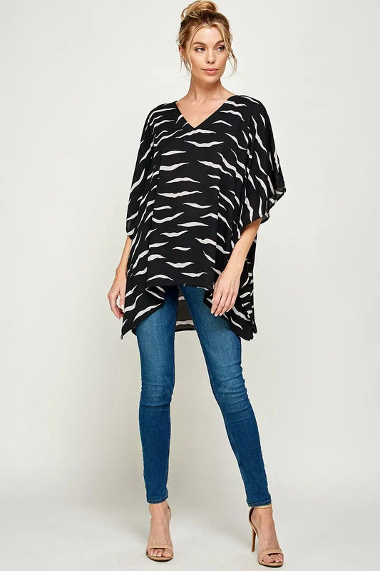 Black Brushstroke Oversized Tunic American Graham Apparel