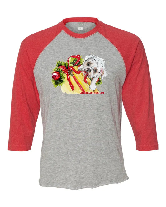Santa Paws, Adult Unisex Raglan Holiday Shirt American Graham Apparel