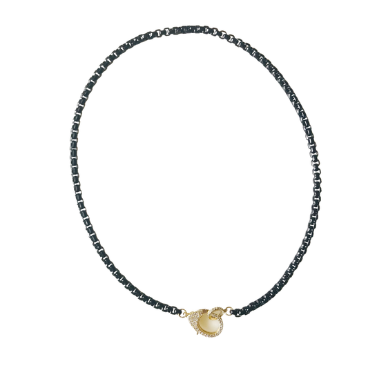 Pave Clasp Choker Necklace in Black