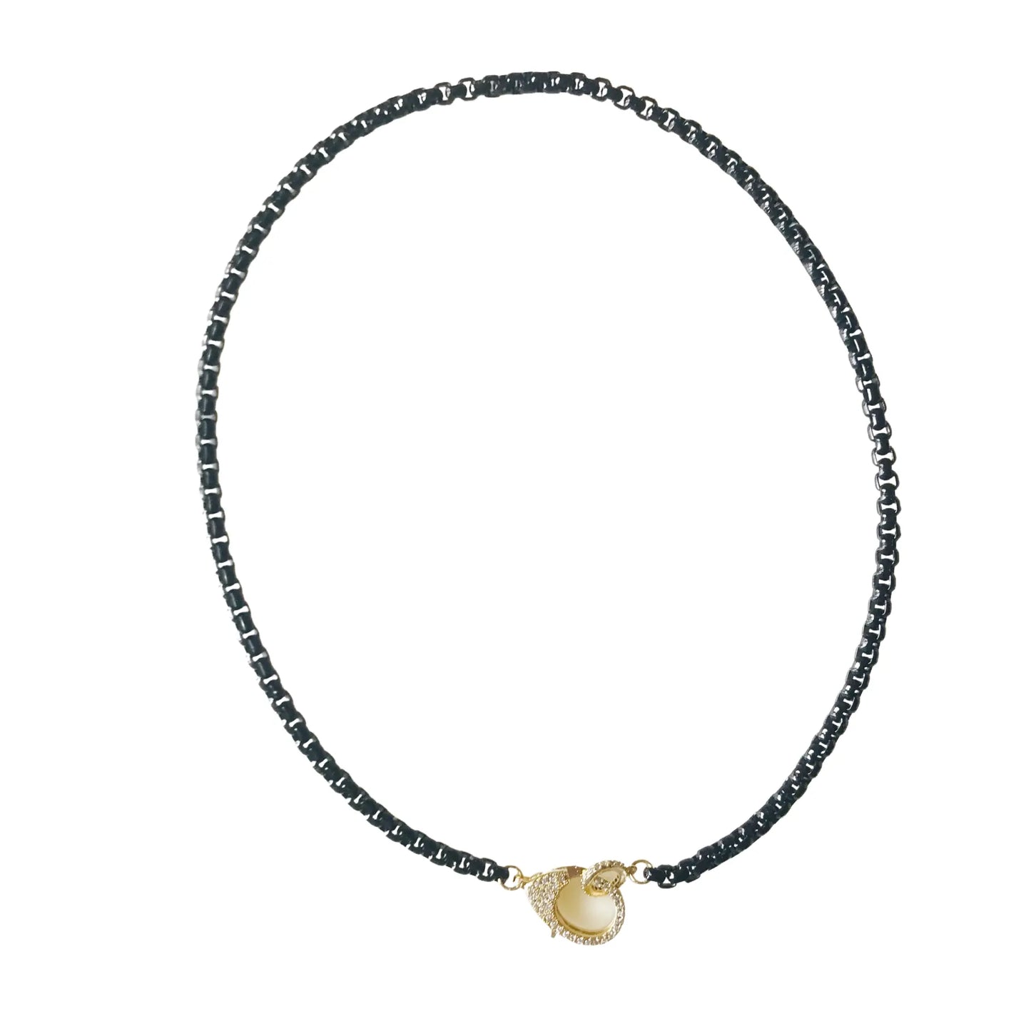 Pave Clasp Choker Necklace in Black Market and King