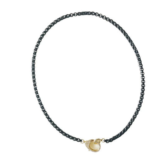 Pave Clasp Choker Necklace in Black Market and King