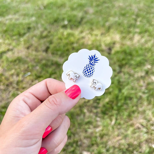 Bulldog Enamel Stud Earrings Prep Obsessed Wholesale