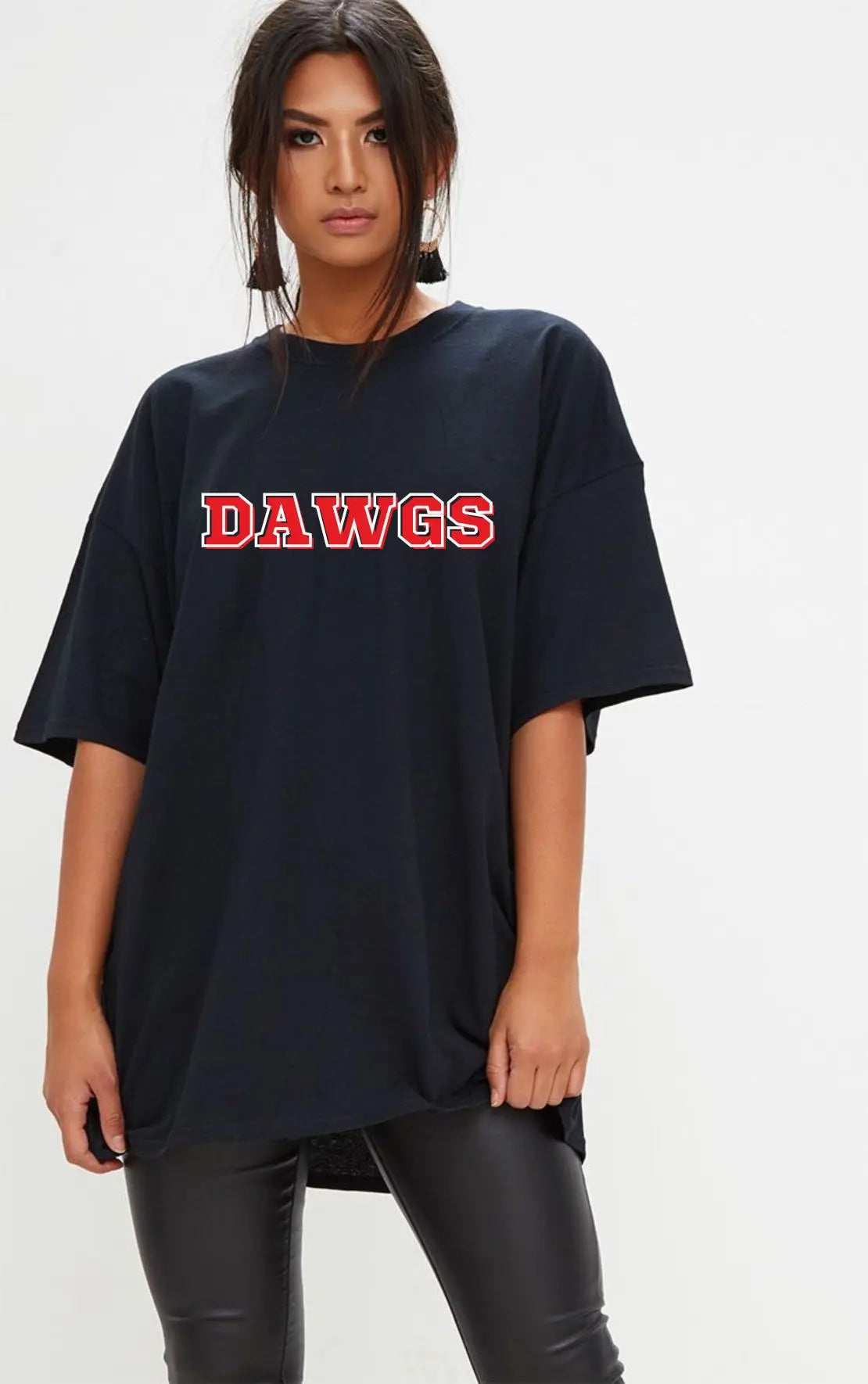 Oversized Patch Letter Dawgs Tee American Graham Apparel