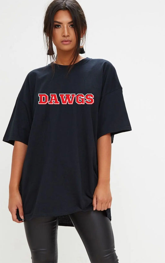 Oversized Patch Letter Dawgs Tee American Graham Apparel