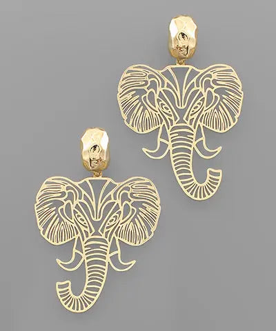 Gold Elephant Filigree Earrings American Graham Apparel